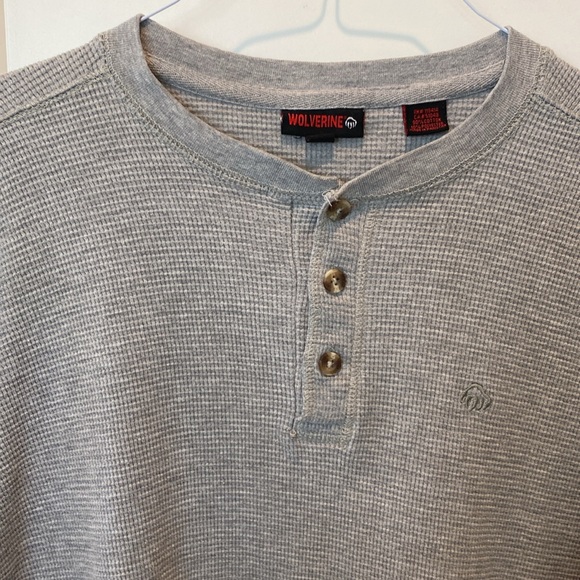 Wolverine Men’s Thermal Long Sleeve Shirt. XL. Gray.  3 Button‎ Closure. - Picture 2 of 6
